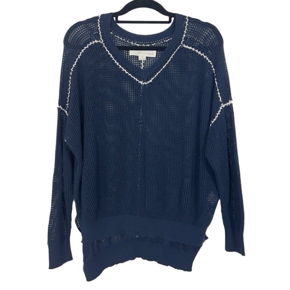 Vintage Havana Mesh Knit Oversized V Neck Sweater